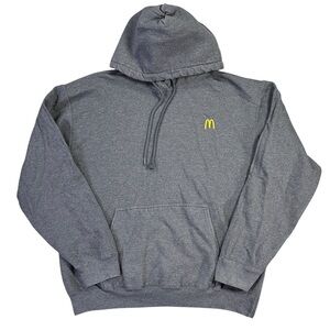 McDonald's Crew Employee Hoodie Fleece Size L Charcoal Grey Golden Arches Logo
